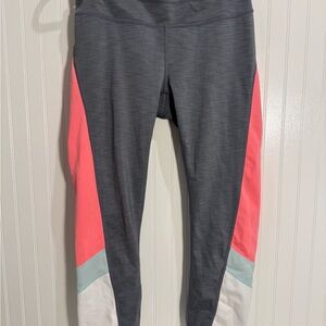 Athleta Colorblock Leggings with Pink and Gray